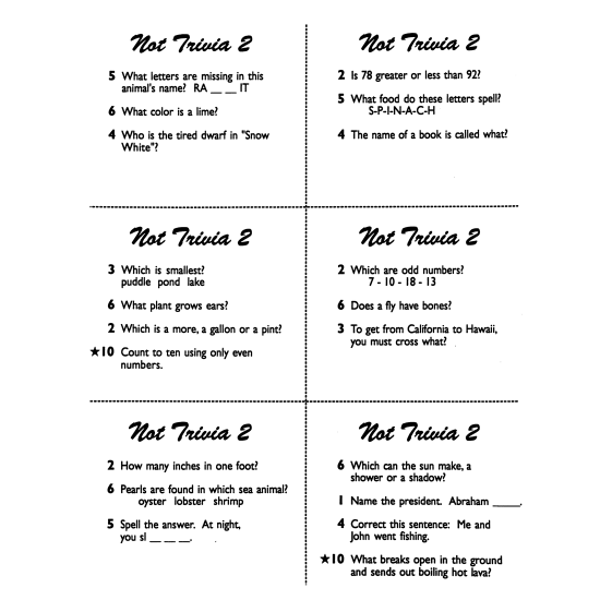 Not Trivia! Task Card Game for All Subjects (Grade 2)