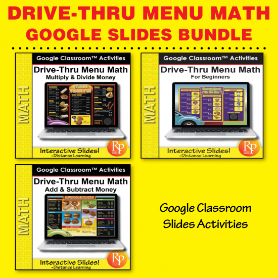 Drive Thru Menu Math: BIG SET 367 Google Classroom Slides & 1,000 Activities