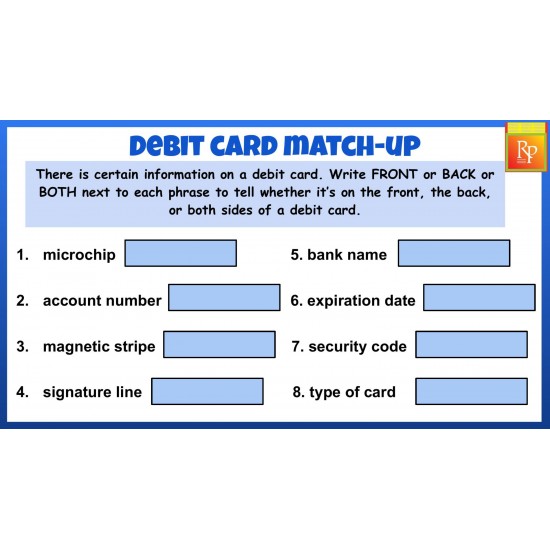 Bank Account Basics GOOGLE SLIDES SET: Checking Account - Debit & Credit Card Activities