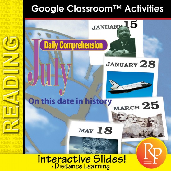 JULY - DAILY READING COMPREHENSION "This Day in History" Google Slide Lessons