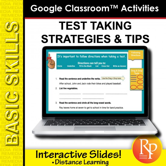 TEST TAKING STRATEGIES & TIPS: 96 Ready-to-use GOOGLE CLASSROOM LESSONS & SLIDES