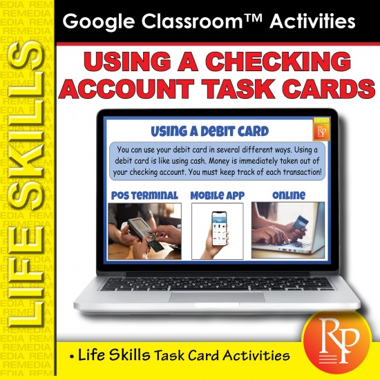 Using a Checking Account: Life Skills Task Cards | Consumer Skills | GOOGLE Activity