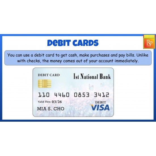 Google Slides: Bank Account Practice - Debit cards - Task Cards