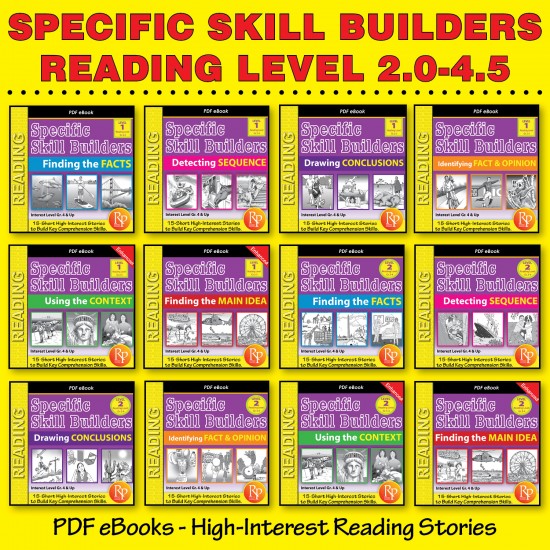 Specific Skill Builders COMPLETE SET: Reading Lvl 2-4.5 | Short Passages | Activities