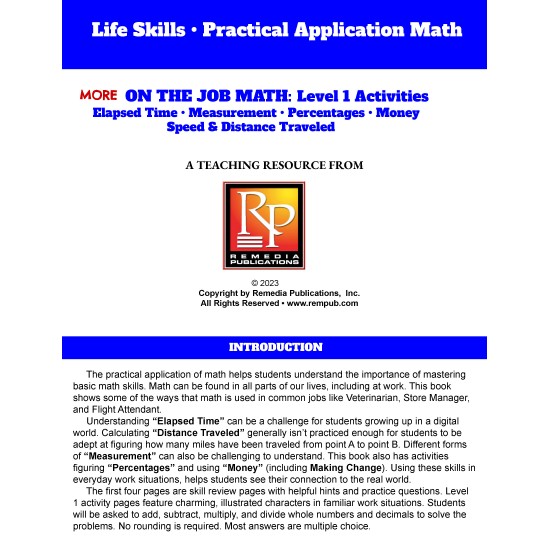 More On the Job Math: Level 1 - Practical Practice Math